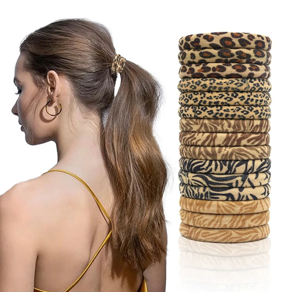 5PC High Elasticity Hair Ties Leopard Print Elastic Hair Scrunchie Ties for Women Wild Fashion Head Rope Hair Styling Accessorie