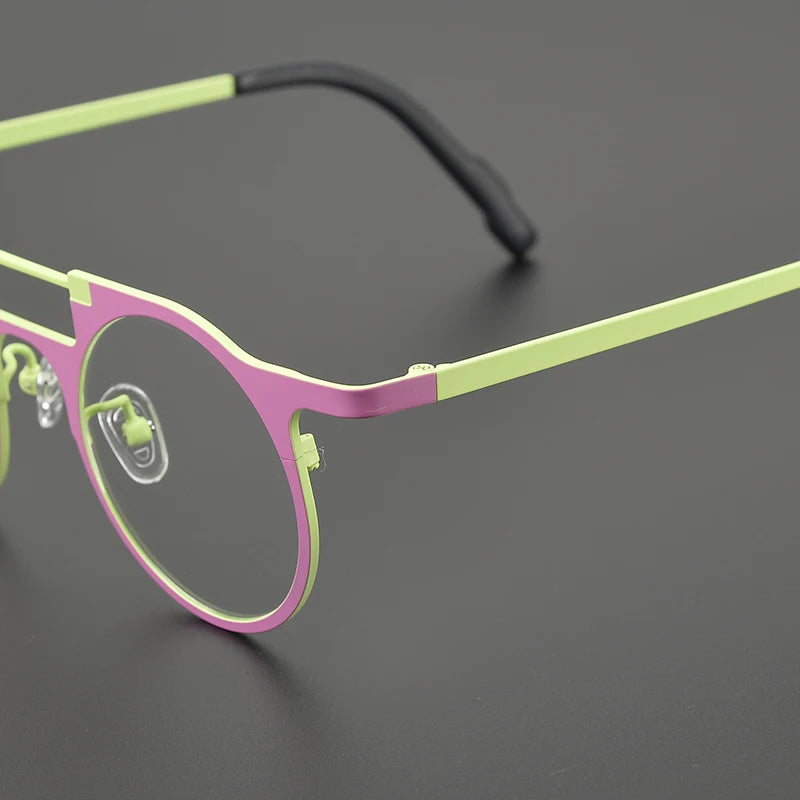 High-quality niche multi-color glasses frame literary fashion retro round ultra-light pure titanium hip hop trend optical glasse