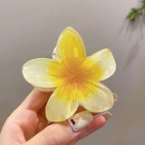 Gradient Flower Hair Clip Beach Hairpins Flower Claw Clips Hawaiian Style Headwear Summer Flower Hairpins Girls Hair Accessories