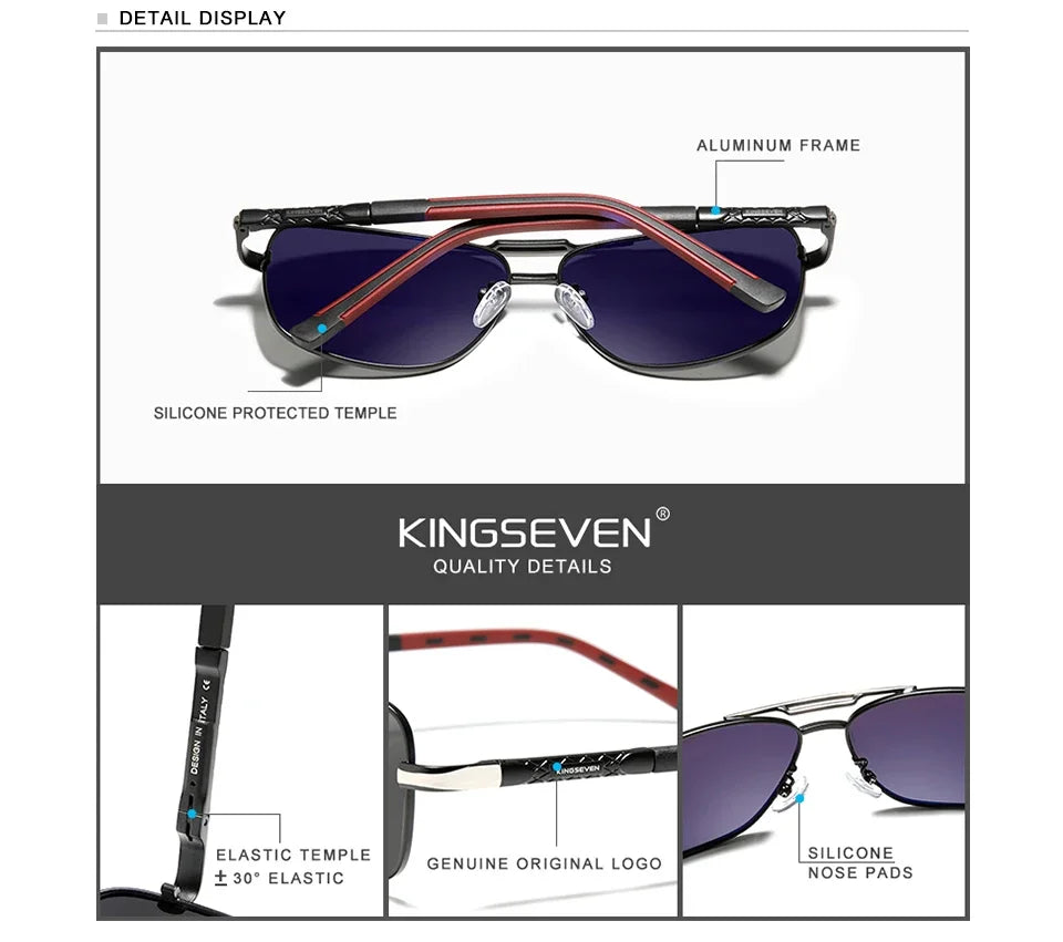 KINGSEVEN Classical Men’s Sunglasses High Quality Aluminum HD Mirror Lens Functional Glasses Women Driving Accessory Eyewear