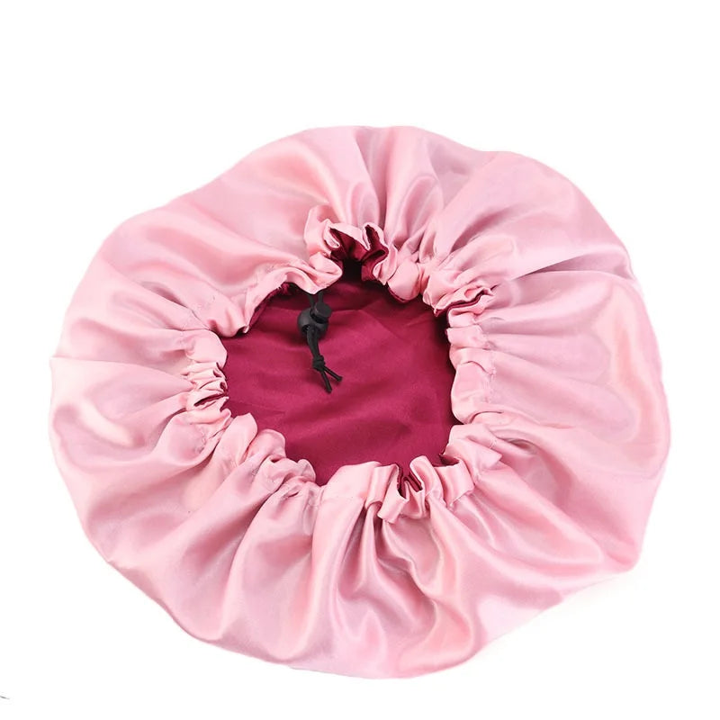 Double-Sided Sleeping Hat Adjustable Nightcap Bathing Hat Girl Sleep Protector Tool