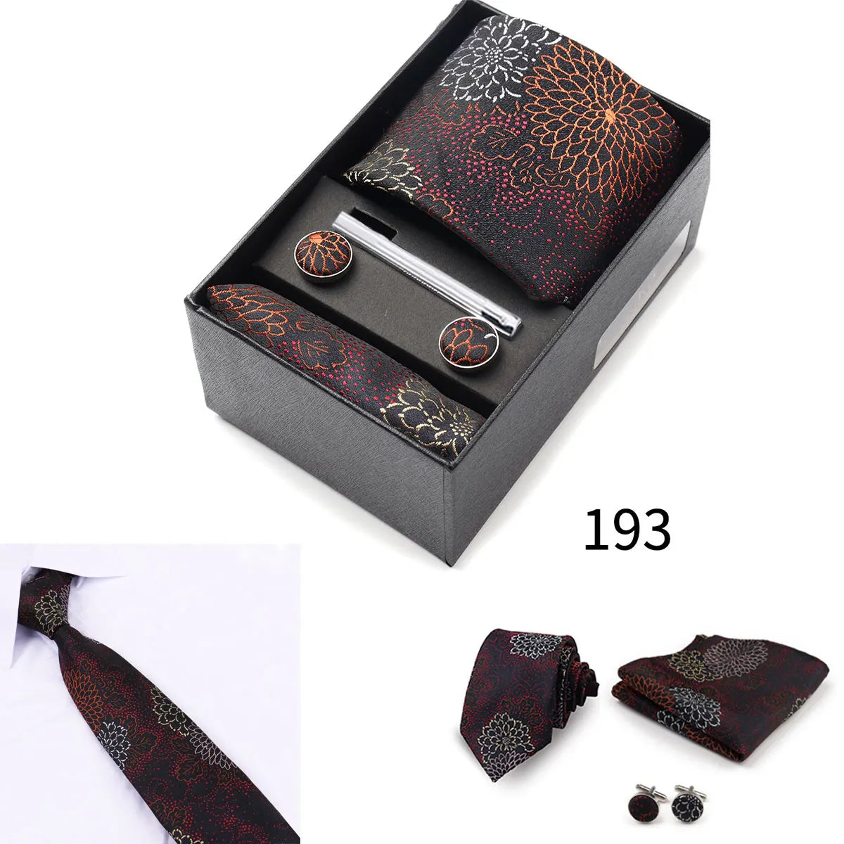 Men's Tie Gift Box With Neckties Handkerchiefs Cufflinks Tie Clips 6-Piece sets Group Business Wedding Festival Formal Ties