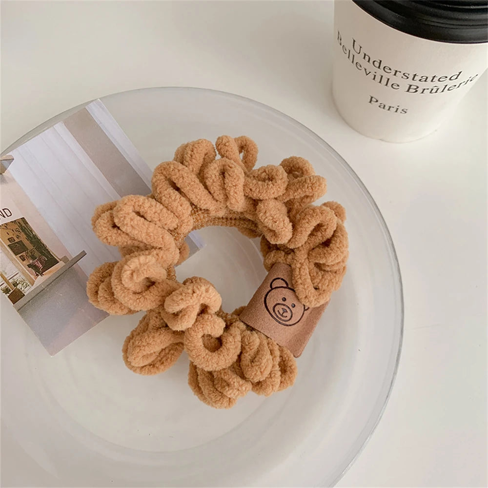 New Plush Elastics Hair Ties Little Bear Hair Rope for Girl No Hurt Hair Ponytail Hair Ring Hair Accessories for Women in Winter