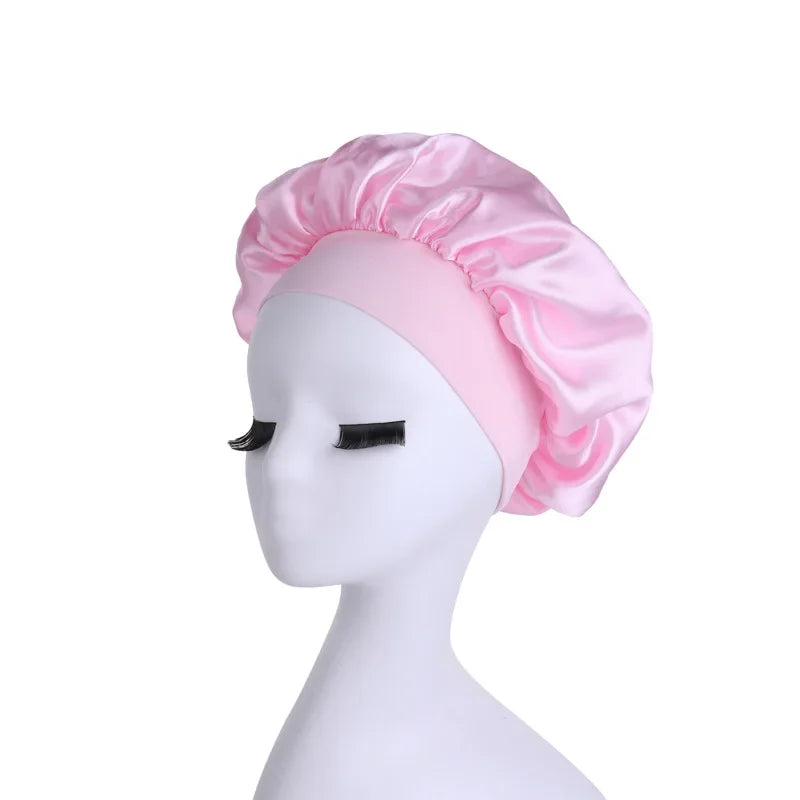 Women's Satin Solid Wide-brimmed Sleeping Hat Night Sleep Cap Hair Care Bonnet Nightcap For Women Men Unisex Cap bonnet de nuit