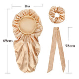 3Pcs Elastic Wide Edge Satin Bonnet Long Hair Hat Sleeping Hats Wrap Night Cap Hair Care Bonnet for Women Men Unisex Cap