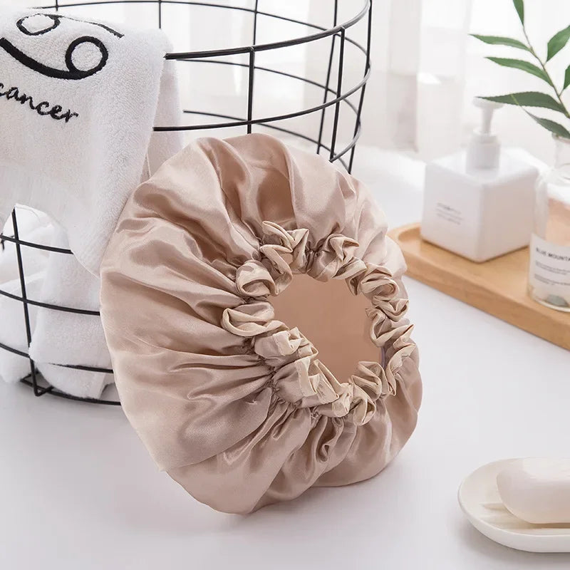 1Pcs Women's Elastic Band Satin Silky Bonnet Sleep Cap Hair Care Hair Dryers Female Hair Protect Bonnet Nightcap Satin Bath Cap