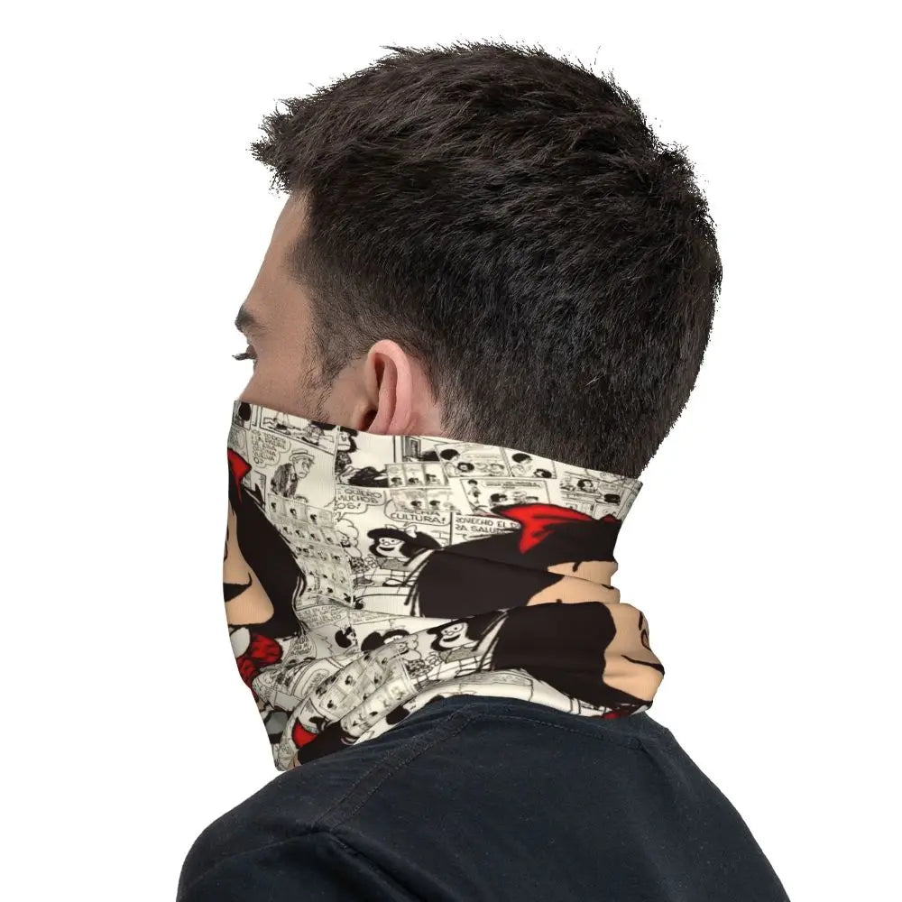 Comic Girl Scarf Neckerchief Neck Face Mask Polyester