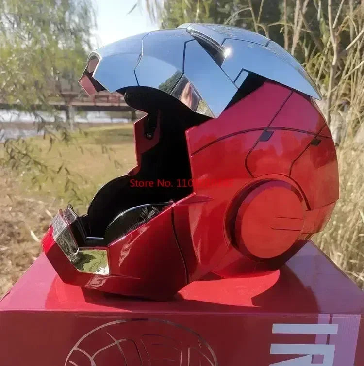 Hot Marvel 1/1 Mk5 Iron Man Autoking Helmet Remote And Voice Control Iron Man Automatic Helmet Mask With Led Light Funny Gift