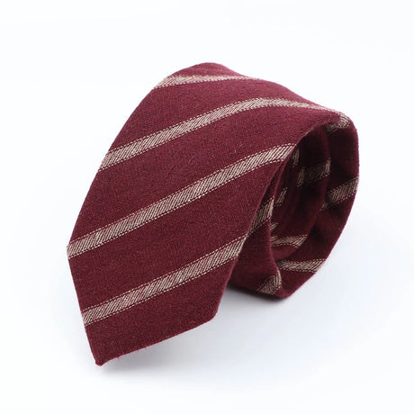 High Quality Mens 7cm Ties Classic Brown Red Striped Plaid Cotton Handmade Necktie Narrow Skinny Cravat Casual Tie Accessories