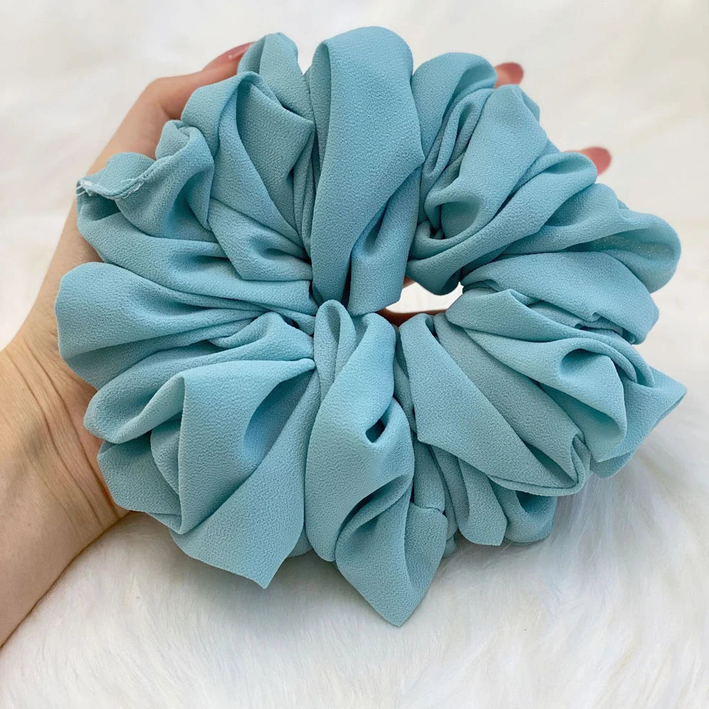 Elastics Chiffon Hair Band Solid Color Big Circle Scrunchies for Women Girl Ponytail Holder Hair Rope Hairband Hair Accessoires