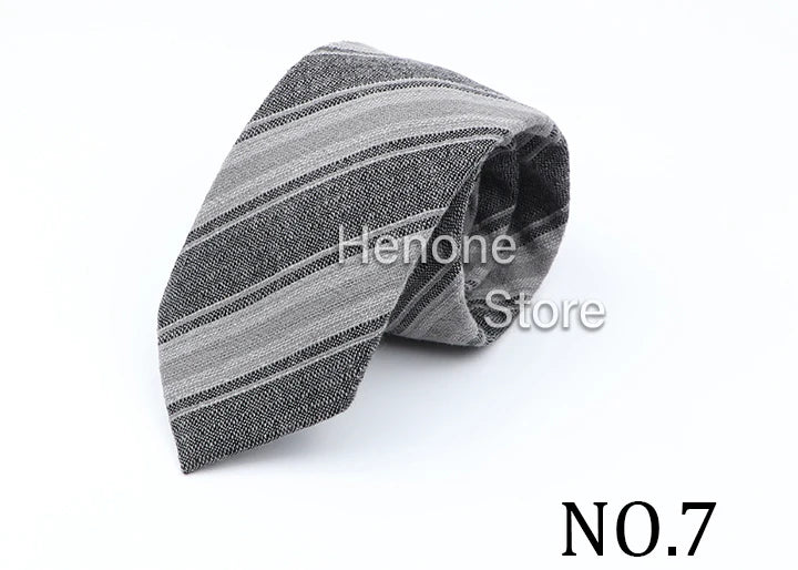 High Quality Mens 7cm Ties Classic Brown Red Striped Plaid Cotton Handmade Necktie Narrow Skinny Cravat Casual Tie Accessories