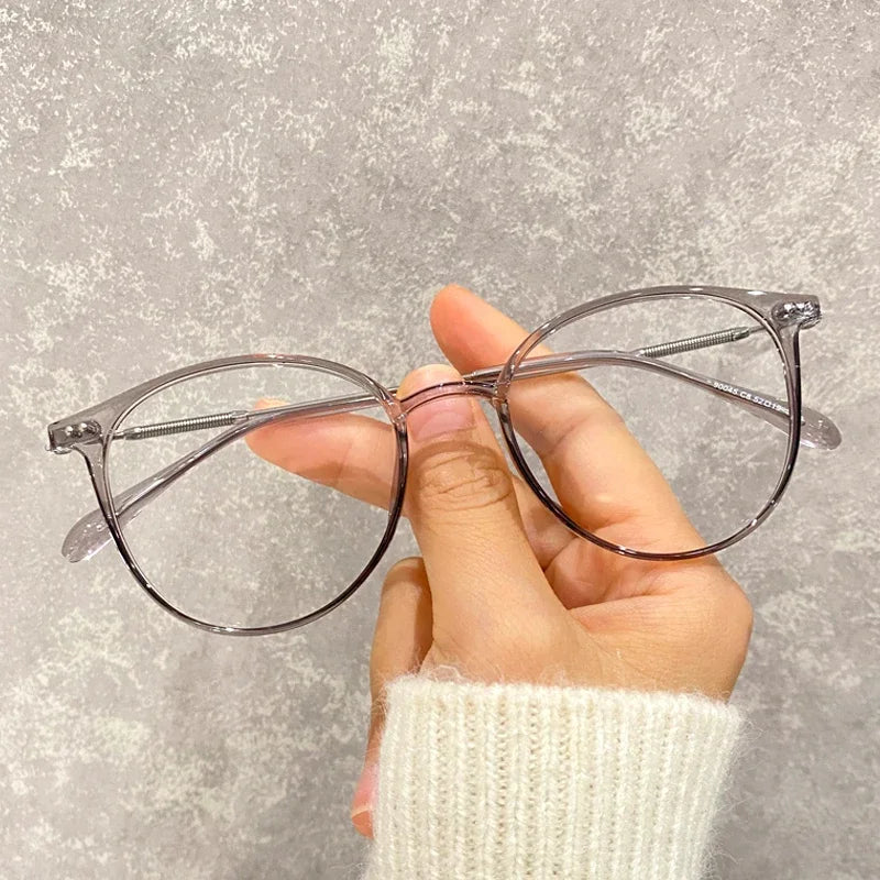 Round Blue Light Blocking Short Sighted Eyewear Luxury Ladies Myopia Glasses Unisex Fashion Women's Minus Sight Eyeglasses -4.0