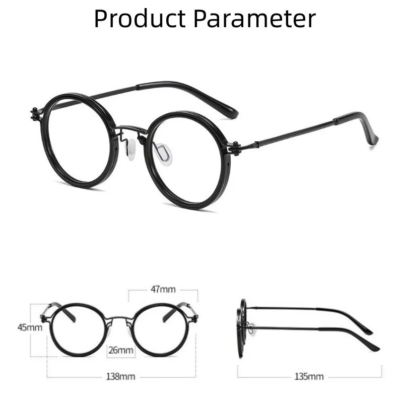 Reading Glasses Men High Quality Round Alloy Magnifying Glasses Eye Prescription 0 To +4 Clear Lens Anti Blue Light Glasses New