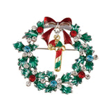 Christmas Wreath Collection Enamel Crystal Brooches With Candy Canes Bells Santa Claus Reindeer Snowman Snowflake Tree Drop