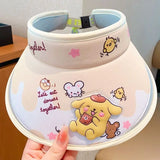 Sanrio Sunscreen Hat Cinnamoroll My Melody Kuromi Pompompurin Anti-Uv Sunshade Cap Large Tongue Sun Hat Kids Birthday Gifts