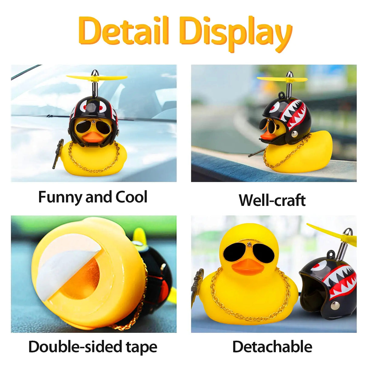 Car Duck Auto Interior Decoration Car Ornaments Rubber Duck With Helmet Bicycle Road Bike Motor Kids Toy Bike Accessories