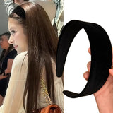 Fashion Autumn Winter Black Soft Velvet Cloth Hairbands for Women Girls Casual Shopping Face Washing Dress Up Hair Accessories