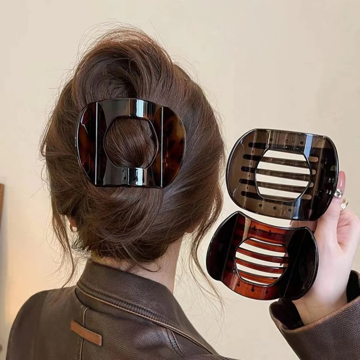 New Korean Acetic Acid Hair Clip Hair Accessories Elegant Women's Leopard Print Spoon Clip Low Ponytail Spring Hair Clip 1pc