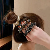 Crystal Beads Hair Ties Hair Scrunchies Hair Elastics Pearl Ponytail Holders Hair Wrist Ties Bands Scrunchies Hair Accessories