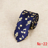 Classic Fashion Men's Skinny Tie Colorful Musical Notes Printed Piano Guitar Polyester 5cm Width Necktie Party Gift Accessory