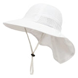 Spring Summer Baby Hat Beach Sun Protection Neck Kids Bucket Hats for Girls Boys Adjustable Children Cap Baby Accessories 6M-6Y