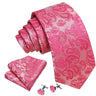 Elegant Pink Ties For Men Luxury Silk Stripe Pocket Square Cufflinks Set Fashion Male Necktie Groom Wedding Gift Barry.Wang 5090