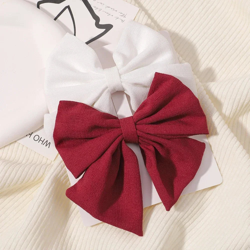 2pcs/set 4.5" Cheer Bow Hair Clip for Kids Lovely Grosgrain Ribbon Hairgripes Girls Delicate Bowknot HairPins Baby Headwear Set