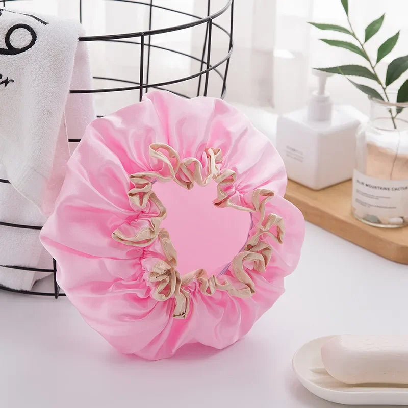 1Pcs Women's Elastic Band Satin Silky Bonnet Sleep Cap Hair Care Hair Dryers Female Hair Protect Bonnet Nightcap Satin Bath Cap