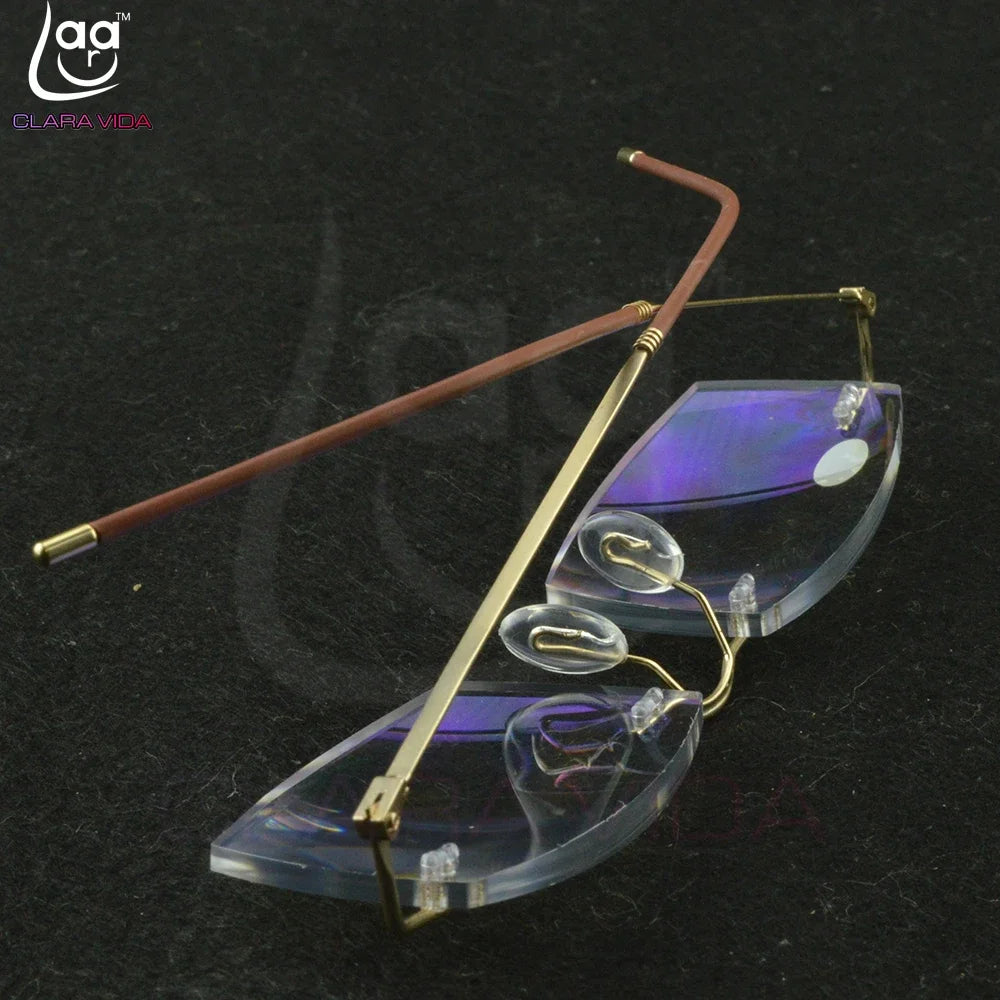 Titanium Frame Ultra Light Memory Gold Frame Coating Lenses Men Women Rimless Reading Glasses  0.75  1  1.5  1.75  2  2.25 To  4