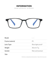 Blue Light Blocking Reading Glasses Men Women Ultralight TR90 Titanium Alloy Optical Frame Eyeglasses Square Eyewear