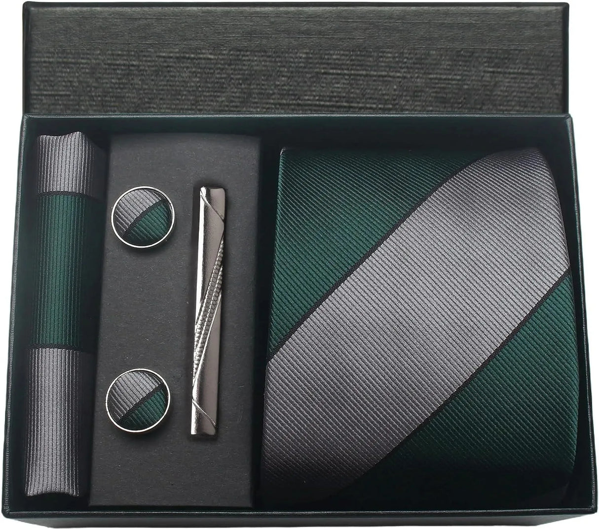 Classic 100% Silk Men's Ties In Gift box 8cm Plaid Dot Striped Business Necktie Handkerchief Cufflinks Wedding Party Tie Set