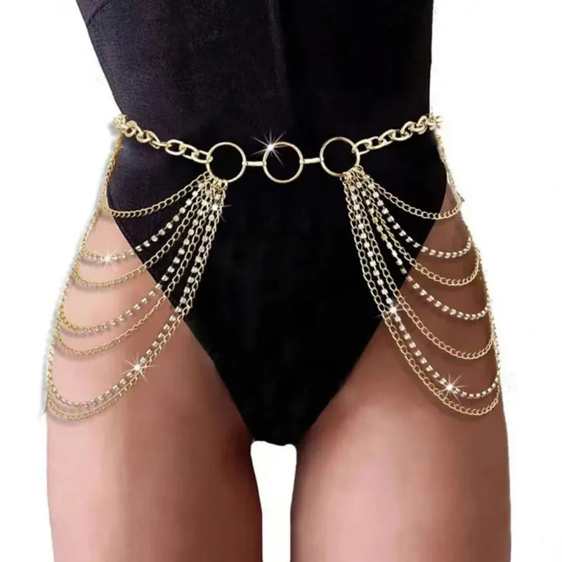 Waist Chain Jewelry Adjustable Harness Belly Chain Multi Layer Tassel Belly Chain Sexy Waist Corset Belt Clothing for Women