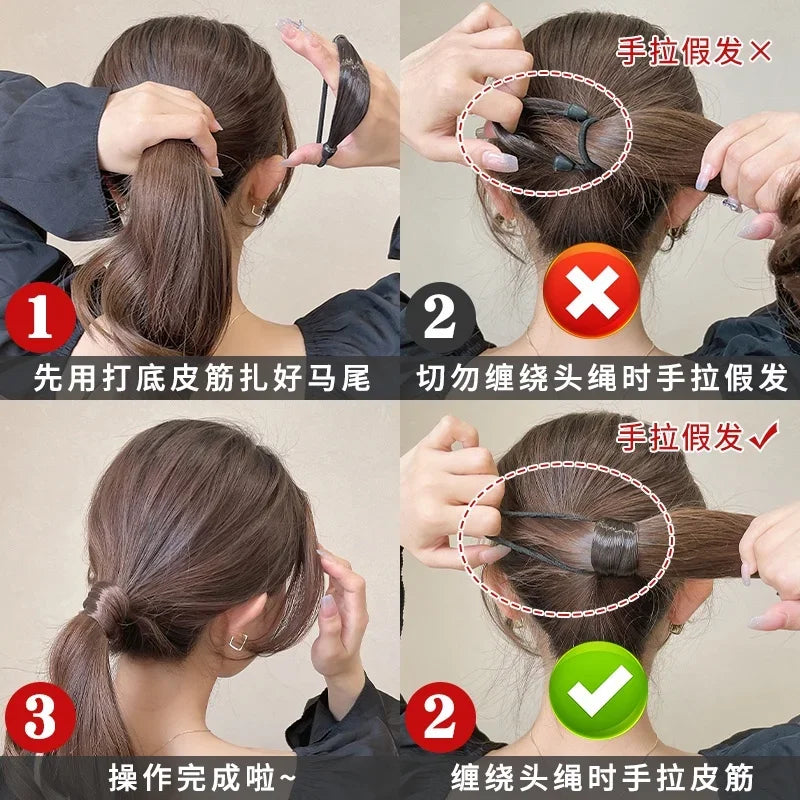 Wig Braided Rubber Band Elastic Hair Rope Tie Head Hair Ring Wig Braid Fixed Hairstyle Elastic Band Extension Ponytail Holder
