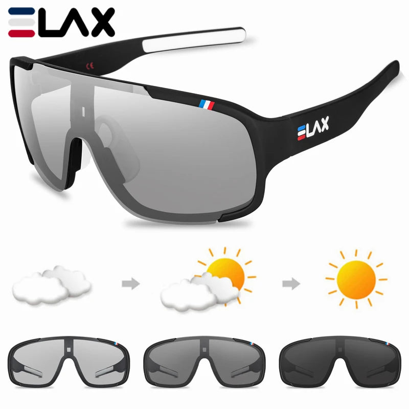 ELAX Polarized and Photochromic Cycling Glasses Outdoor Fishing Eyewear Sports Sunglasses Men Women Mtb Bike Bicycle Goggles