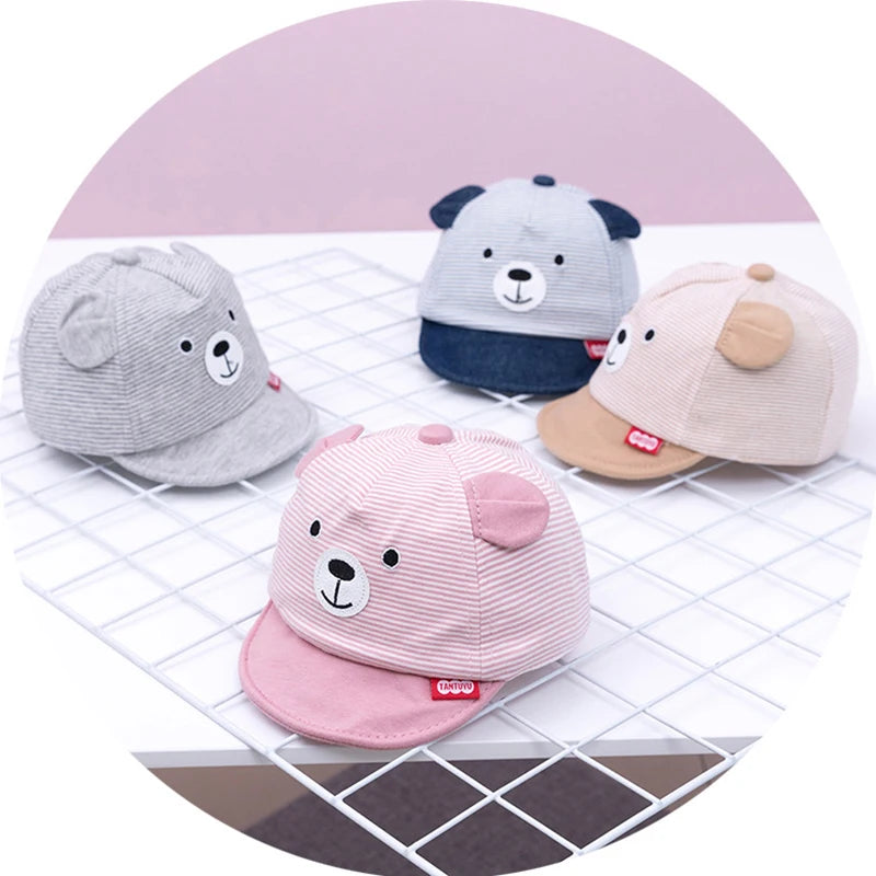 Baby Bear Baseball Cap New Spring Summer Cute Cartoon Solid Sunhat Boys Girls Cotton Snapback Caps Kid Hip Hop Fishing Hat 3-12M
