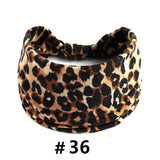 Leopard Print Headbands for Women Wide Boho Turban Head Wraps Cotton Knotted Elastic Hairbands Non Slip Workout Hair Accessories