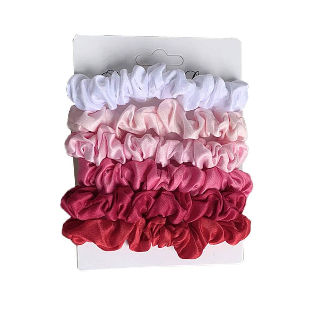 6PCS Colorful Satin Silk Hair tie Elastic Hair Bands hair elastics Women Simple Silky Satin Hair Scrunchies Set Hair Accessories