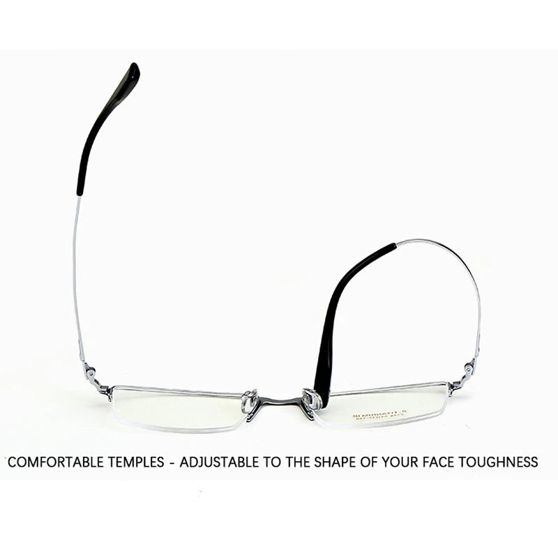 2023 New Titanium Half Frame Glasses Business Square Eyeglass Frames Myopia Hyperopia Prescription Eyeglasses Eyewear