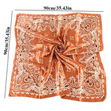 90x90cm Hijab Paisley Print Hair Head Scarves Bandana Satin Cashew Flower Big Square Silk Scarves Scarf Foulard Neckerchief