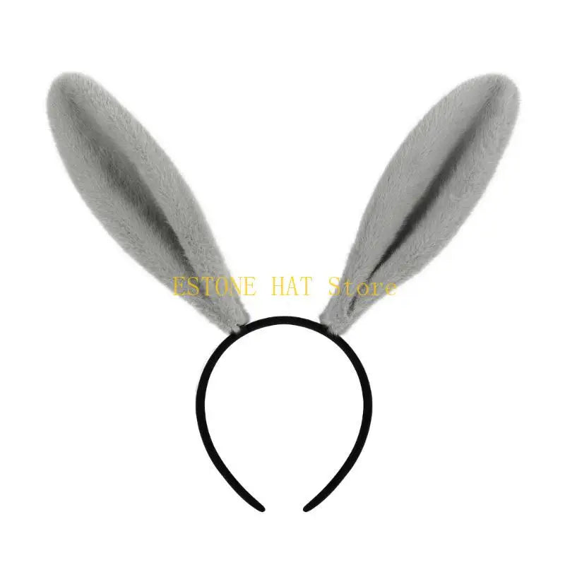 49MF Lovely Bunny Ear Hair Hoop Hair Holder Live Broadcasting Spring Cosplay Party Headwear for Teens Woman