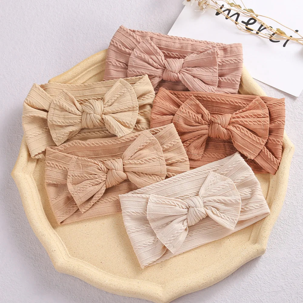 3Pcs Solid Color Baby Headband Bow Children Hair Band Elastic Nylon Newborn Headbands Soft Turban Headwrap Kid Hair Accessories