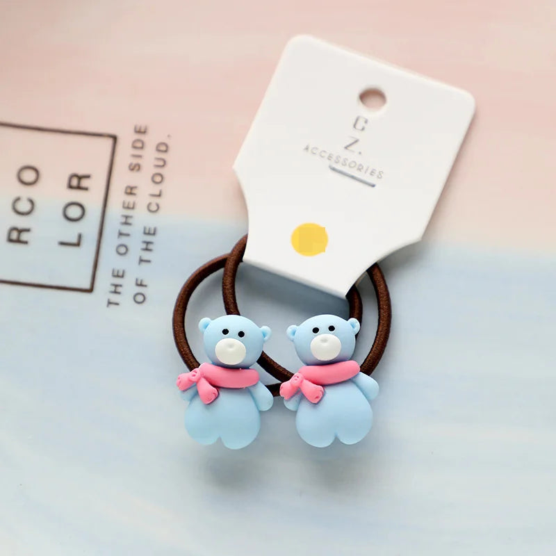 2pcs New Cute Cartoon Christmas Elk Elastic Hair Bands Rubber Hair Rope Tie Girls Hair Scrunchie Ponytail Holder Gum Accessories