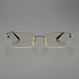 2024 High Quality Handmade Titanium Half Frame Computer Glasses Men Women Luxury Retro Rectangle Eyeglass Frame Optical Eyewear