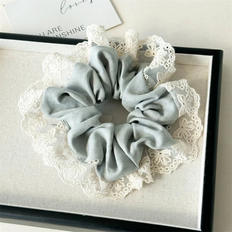 High Appearance Level Lace Fabric Elastic Hair Rope Simple Advanced Sense Small Fragrance Sweet Tie Hair Cord Gentle Temperament