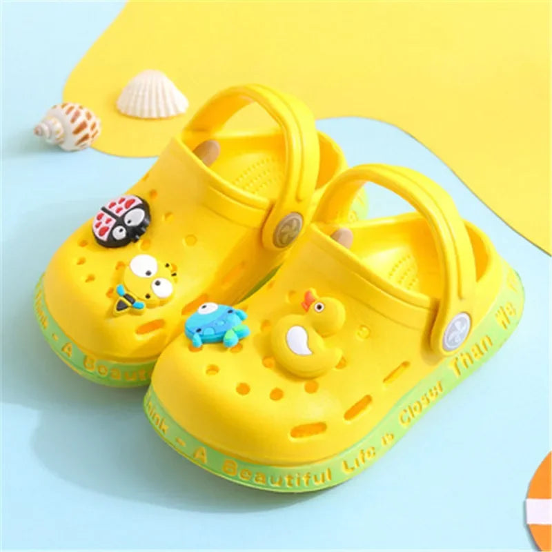 Summer Kids Sandals Children Hole Shoes Slippers Soft Non-slip Cartoon DIY Design Beach Sandy Slipper Shoe for Boys Girls