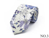 New Chic Floral Tie For Men Women 100% Cotton Beautiful Elegant Flower Necktie White Blue Narrow Skinny Wedding Casual Cravat