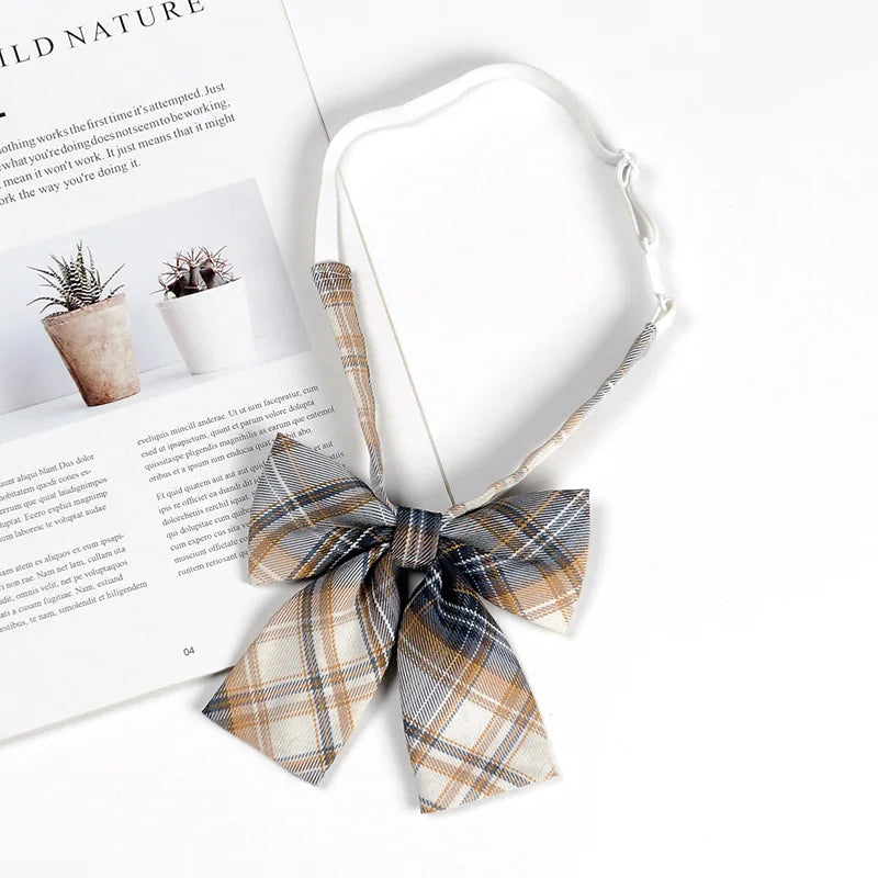 Fashion JK Bowtie Women College Student Collar Tie Cotton Plaid Bowknot Lolita Girls Adjustable Butterfly Anime Cosplay Cravat