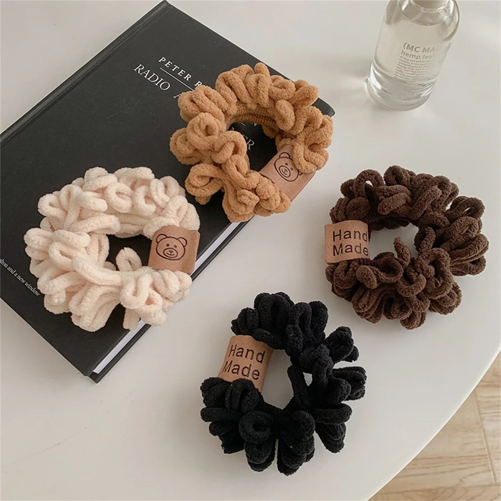 New Plush Elastics Hair Ties Little Bear Hair Rope for Girl No Hurt Hair Ponytail Hair Ring Hair Accessories for Women in Winter