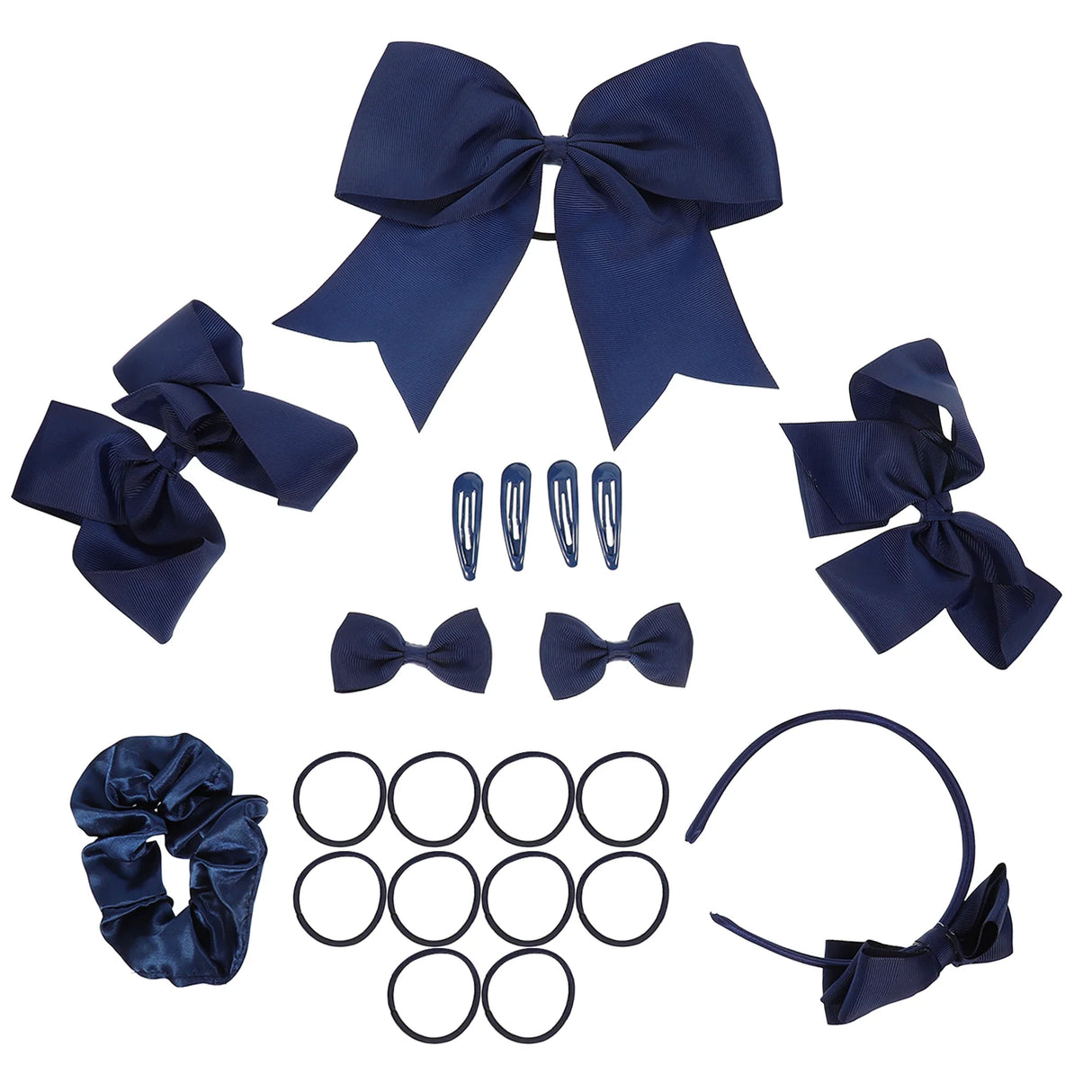 Navy Hair Accessories Set For Hair Bands Ponytail Holders Kids Headbands Hair Clips With Bows Braiders Hair Bow Clips Elastics