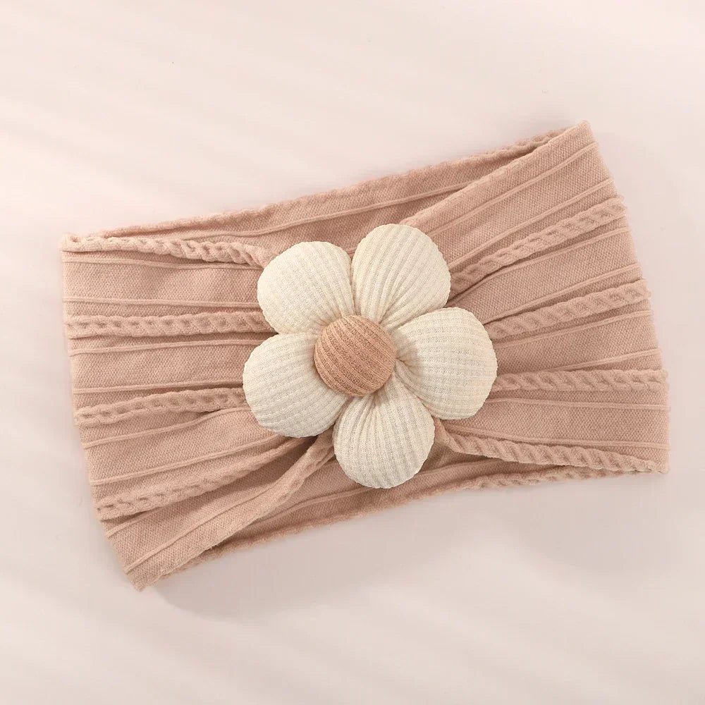1Pc Baby Nylon Headscarf Astique Suitable Newborn Girl Flower Handmade Headband Elastic Hairband Turban Toddler Hair Accessories